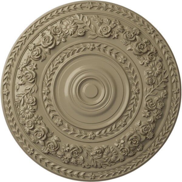 Ekena Millwork Rose Ceiling Medallion (Fits Canopies up to 13 1/2"), Hand-Painted Gobi Desert, 33 7/8"OD x 2 3/8"P CM33ROGDF - main